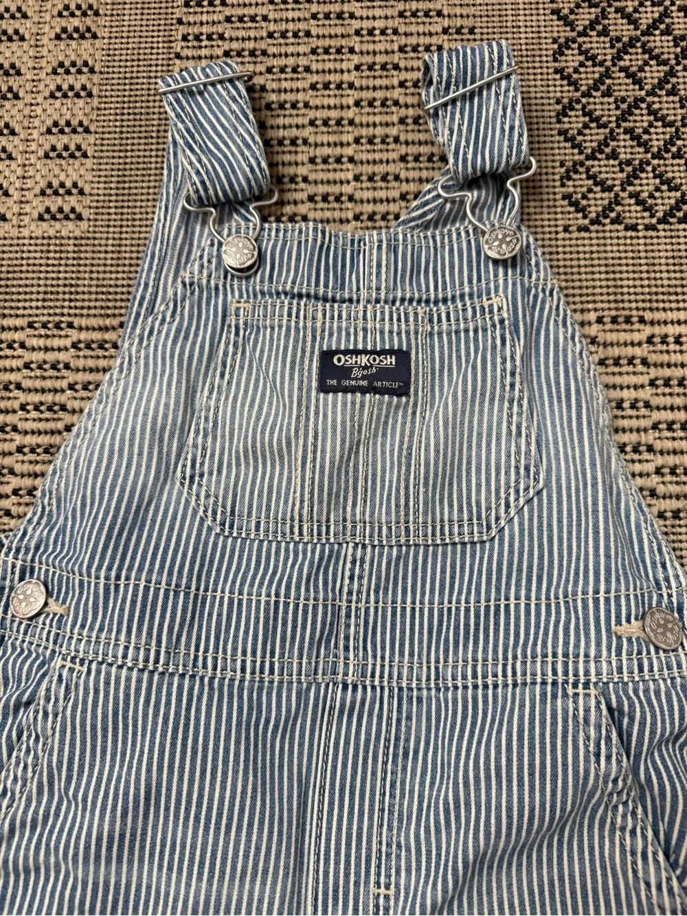 Osh Kosh B’Gosh Light Wash Denim Striped Short Overalls - Size 4T